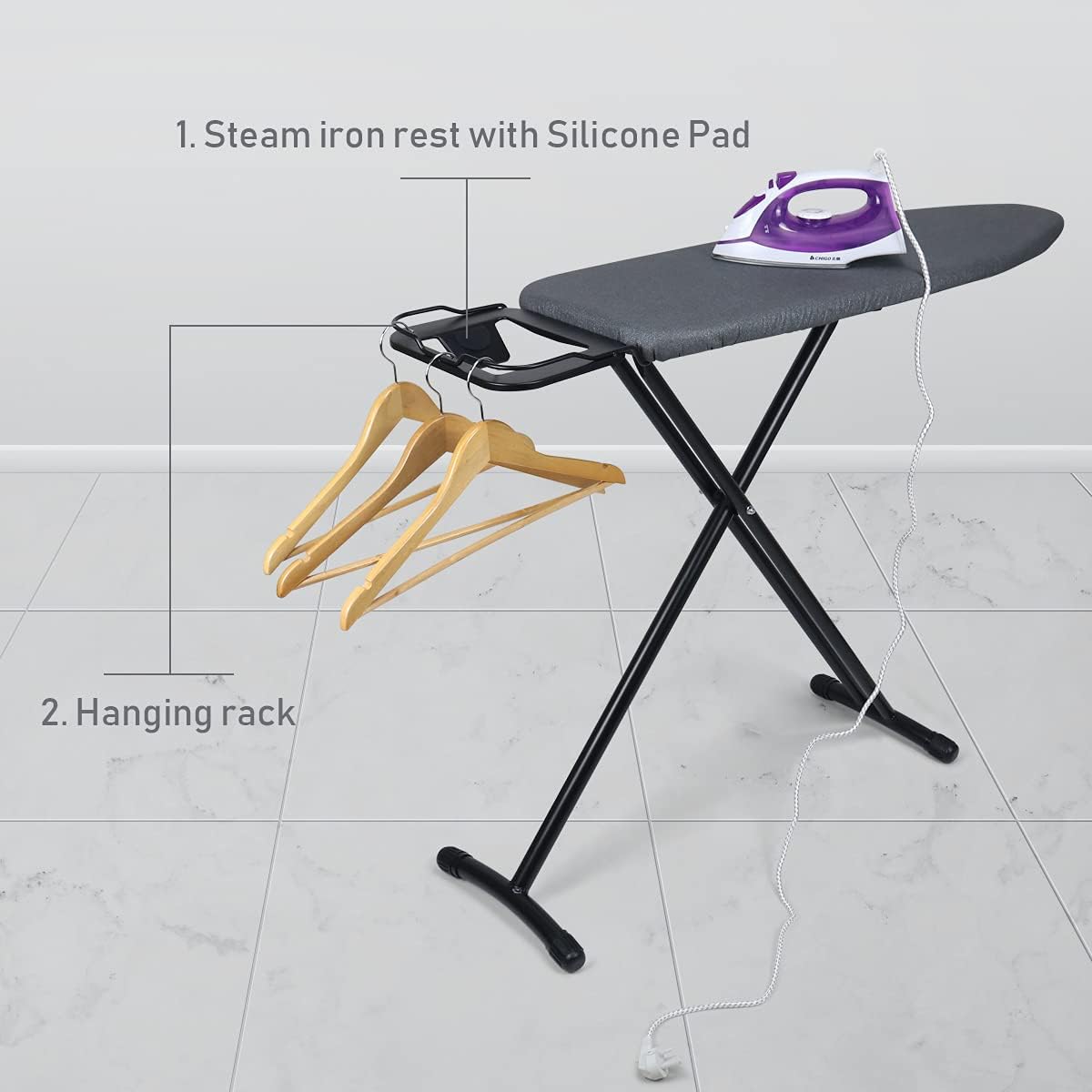 Duwee 12"x36" Ironing Board with Heat Resistant Cover Thicken Felt Pad