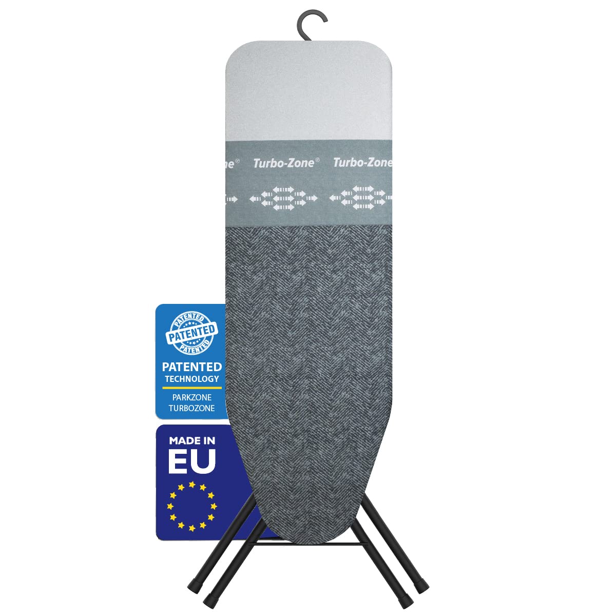 Bartnelli Pulse Ironing Board | Made in Europe | Patent Space Saving Smart Hanger Iron Board for Easy Storage | Lightweight, 4 Layer Cover, 4 Legs, for Dorm, Laundry Room, or Small Spaces(43x13-35)