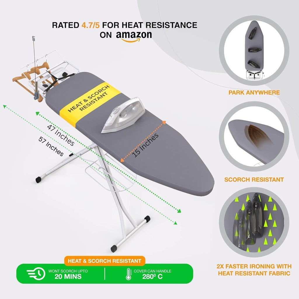 Xabitat Ironing Board 57" x 15" Foldable with Wall Hanger
