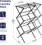 Black+Decker 3 Tier Expandable Collapsing Foldable Laundry Rack for Air Drying Clothing, Space Saving Heavy Duty Lightweight Metal Drying Rack, Black