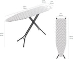 Amazon Basics Height Adjustable Full-Size Foldable Ironing Board, 4-Leg Fold-Up, Chevron Removable Cover, 60" x 14" x 38"
