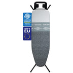 Bartnelli by Rorets Ironing Board Made in Europe | Iron Board with 4 Layered Cover & Pad, Height Adjustable up to 36" Features A Safety Iron Rest, 4 Steel Legs, for Laundry Room or Dorm Use (43x13)