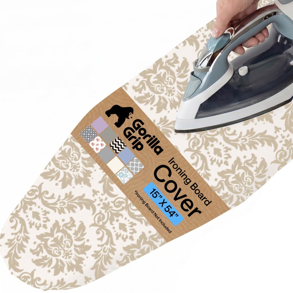 GORILLA GRIP Padded Ironing Board Cover, 15x54 Silver