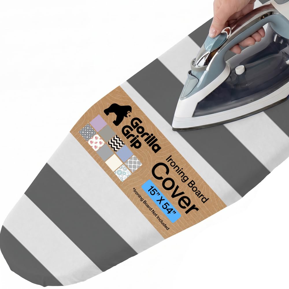 GORILLA GRIP Padded Ironing Board Cover, 15x54 Silver
