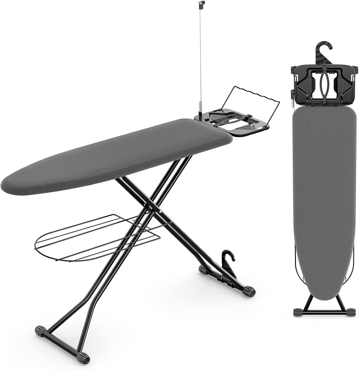 KINGBOARD Multi Functional Ironing Board with Clothes Shelf and Cord Holder