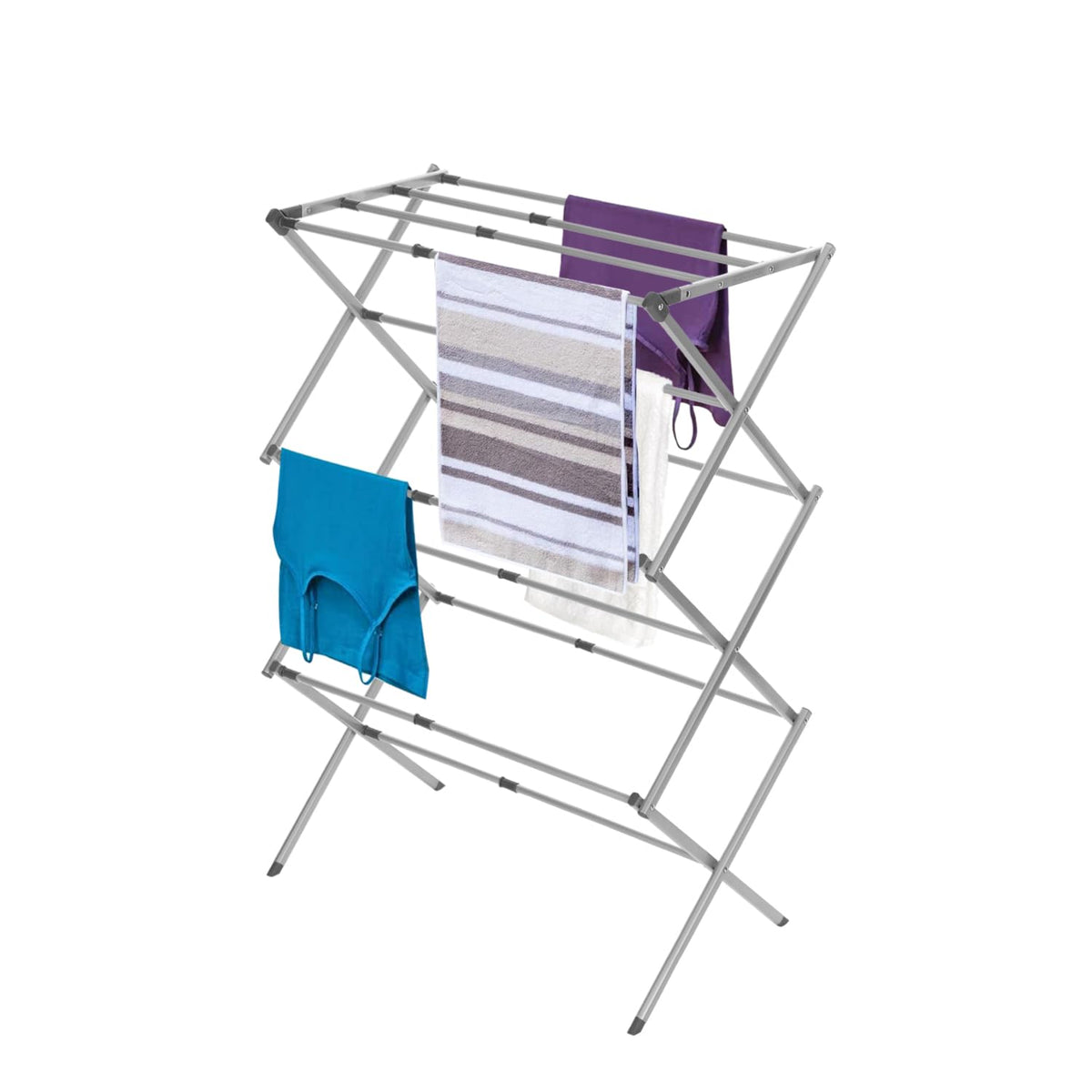 Black+Decker 3 Tier Expandable Collapsing Foldable Laundry Rack for Air Drying Clothing, Space Saving Heavy Duty Lightweight Metal Drying Rack, Black
