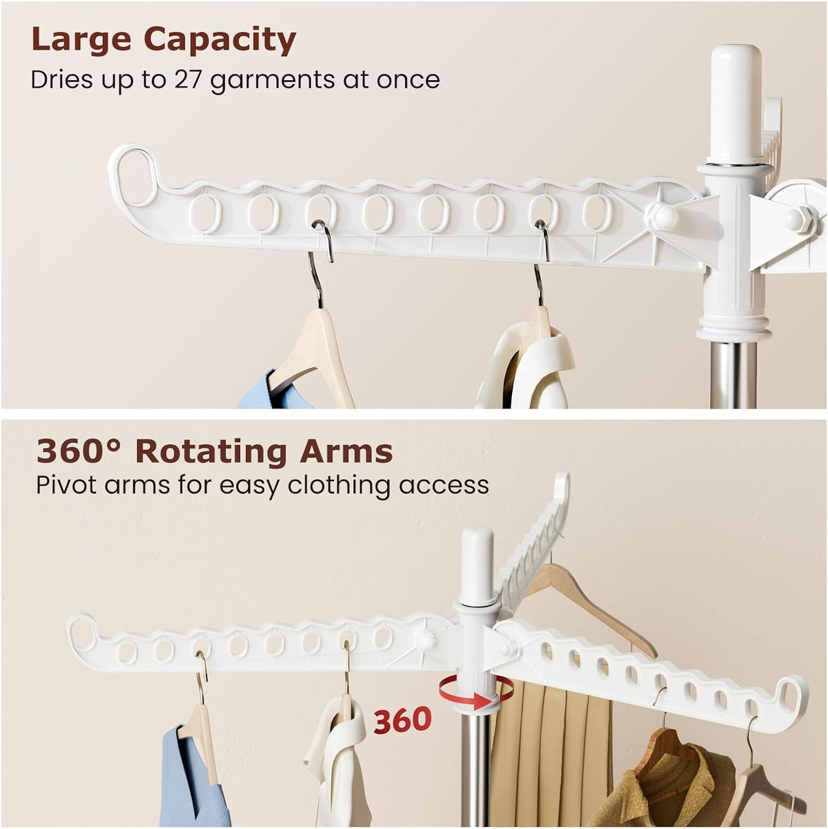 Foldable Clothes Drying Rack, Rotatable Free Standing drying rack , 1 Layer