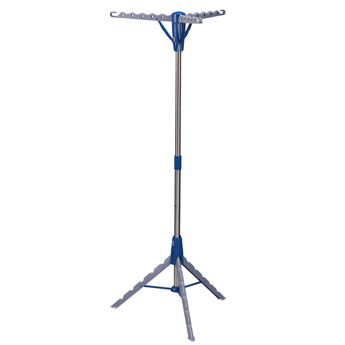Household Essentials 5012-1 Portable 2-Tier Clothes Drying Rack Tri-pod | Dry Wet Laundry or Hang Clothes | Silver and Blue