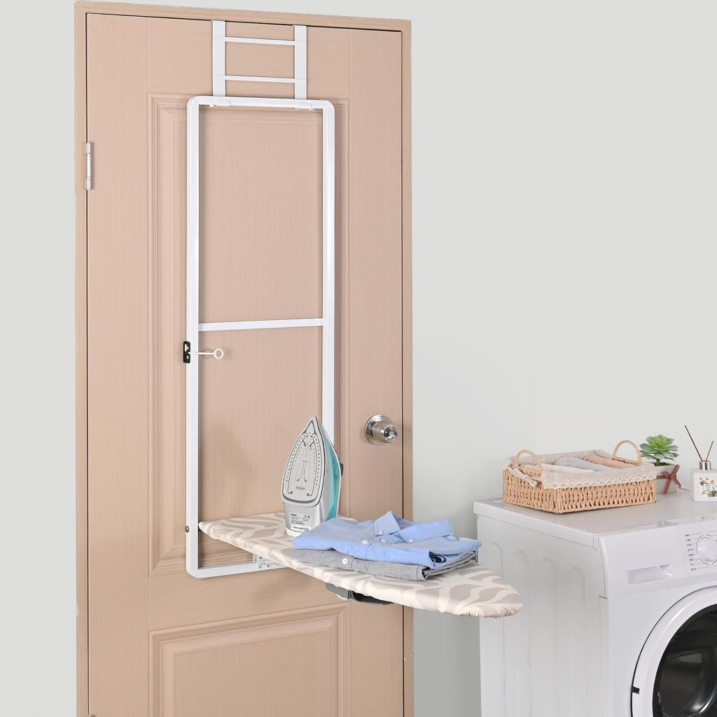 KINGBOARD Over the Door Ironing Board, 36 x 12 Iron Board with Iron Storage