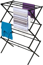 Black+Decker 3 Tier Expandable Collapsing Foldable Laundry Rack for Air Drying Clothing, Space Saving Heavy Duty Lightweight Metal Drying Rack, Black