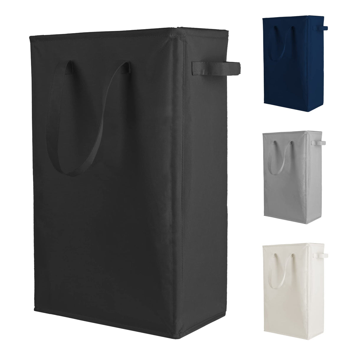 Odonata Slim Laundry Hamper Handles Collapsible Laundry Basket Thin Dirty Clothes Basket Narrow Laundry Bag Foldable Dirty Hamper 45L (Beige)