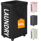 Optish 90L Laundry Basket with Wheels, Rolling Hamper with Removable Bag