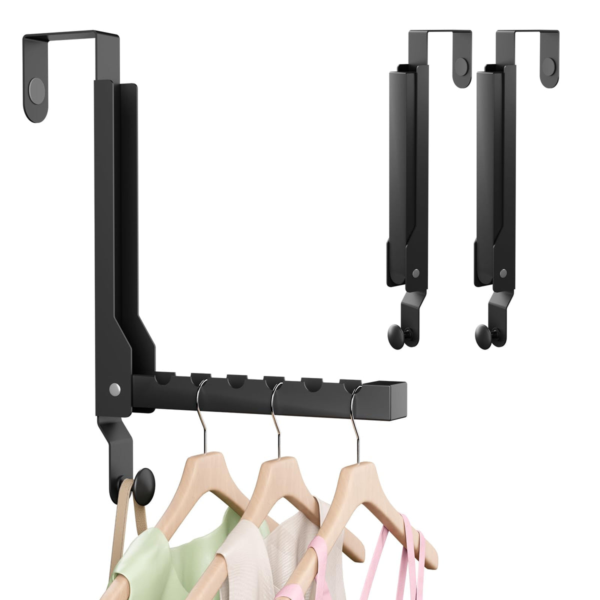 2 Pack Over The Door Hanger, Folding Over The Door Drying Rack, Over The Door Hooks, Door Hanger for Clothing, Over The Door Clothes Hanger,Portable Compact Clothes Drying Rack,White