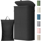 Lifewit Slim Laundry Basket with Lid and Removable Bag, 65L, Beige
