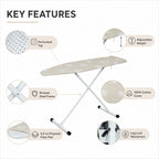 Folding T-Leg Ironing Board, 53 x 14 Inch, Adjustable Height, for Home Use