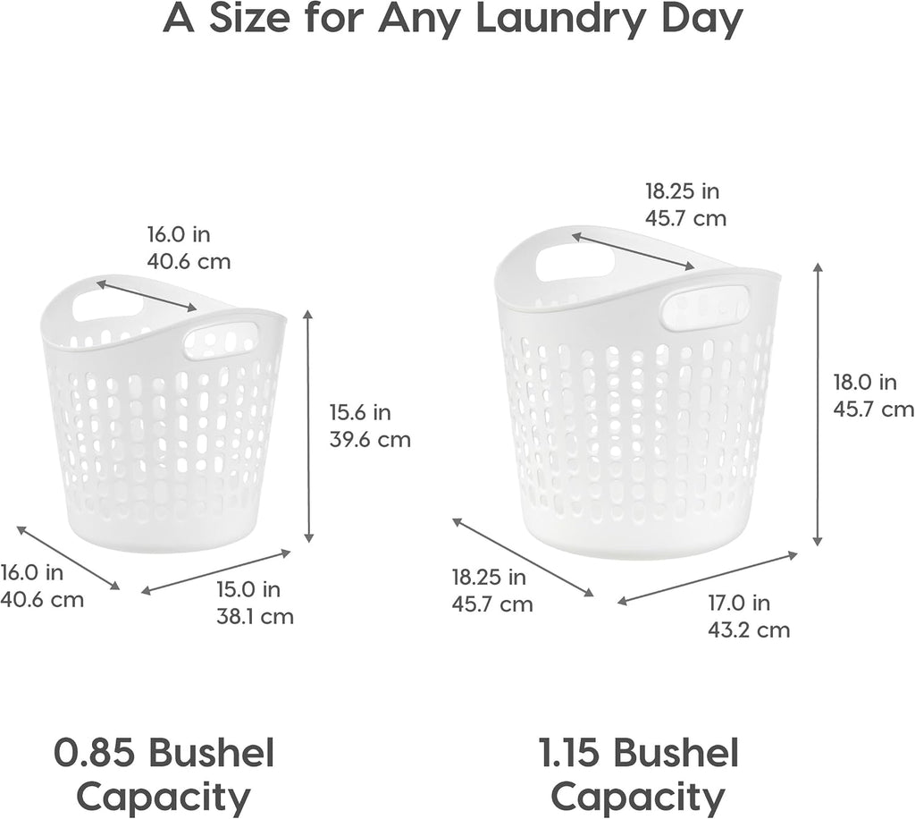 IRIS USA Plastic Laundry Hamper, 27L- 3 PK, Flexible, Ventilation, White