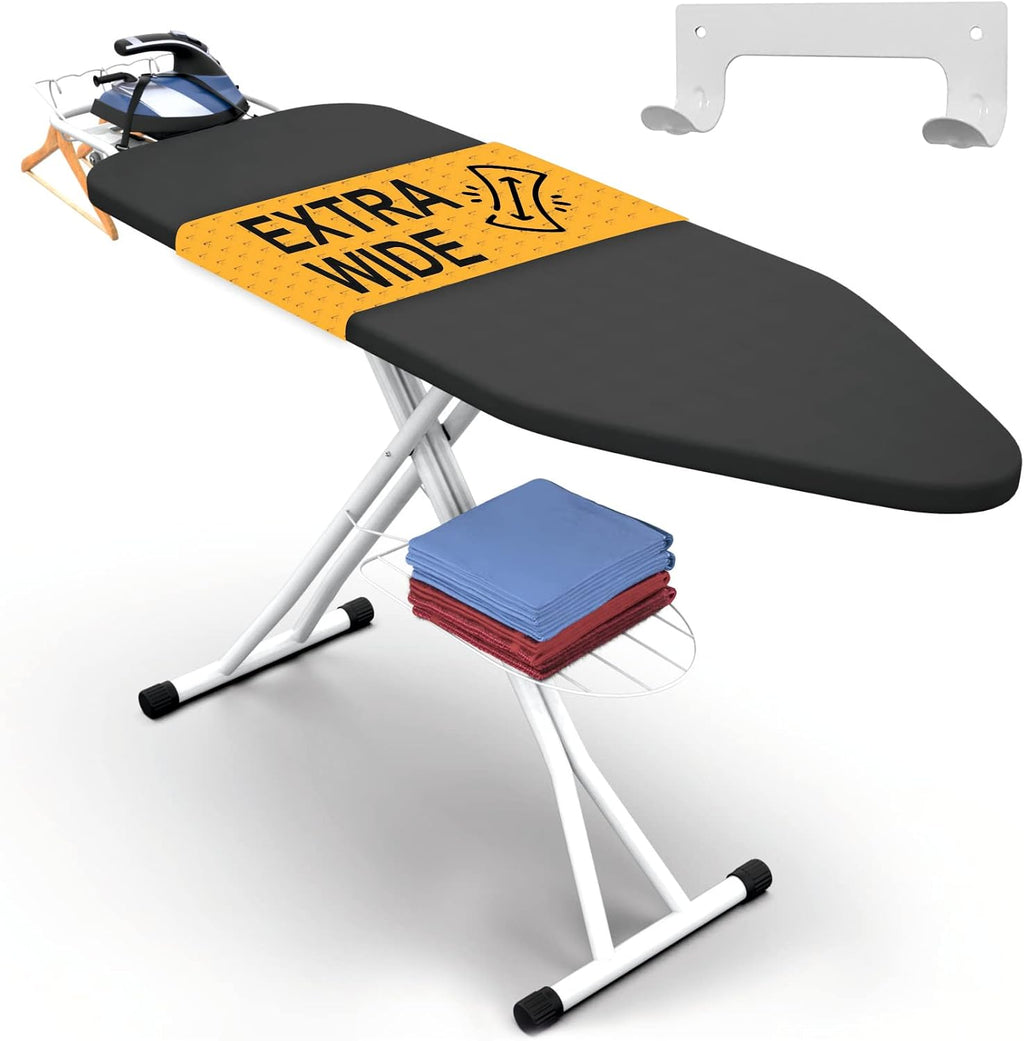 Xabitat Ironing Board Extra-Wide 57" x 18" Foldable with Wall Hanger