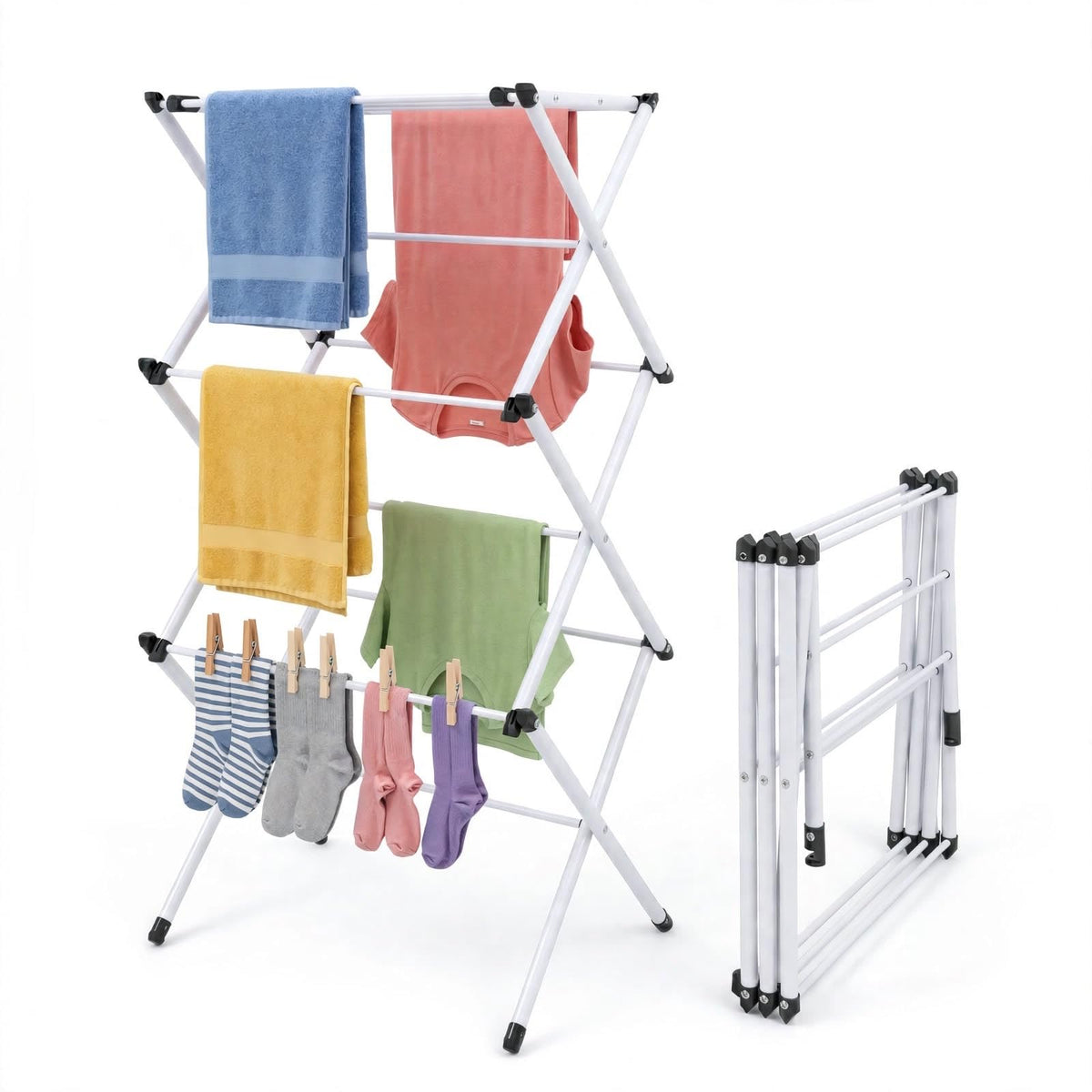 Honey-Can-Do Heavy-Duty Gullwing Clothes Drying Rack, 50 lb, White