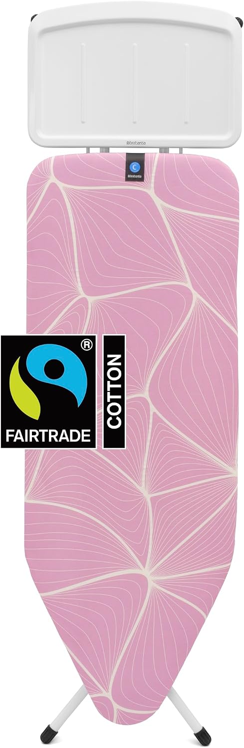 Brabantia XL Comfort Ironing Board with Solid Steam Iron Rest | Large (Size C) | Fairtrade Ecru Cover | Adjustable Height (27-38"), Easy Fold, Anti-Collapse Lock, Non-Slip Feet