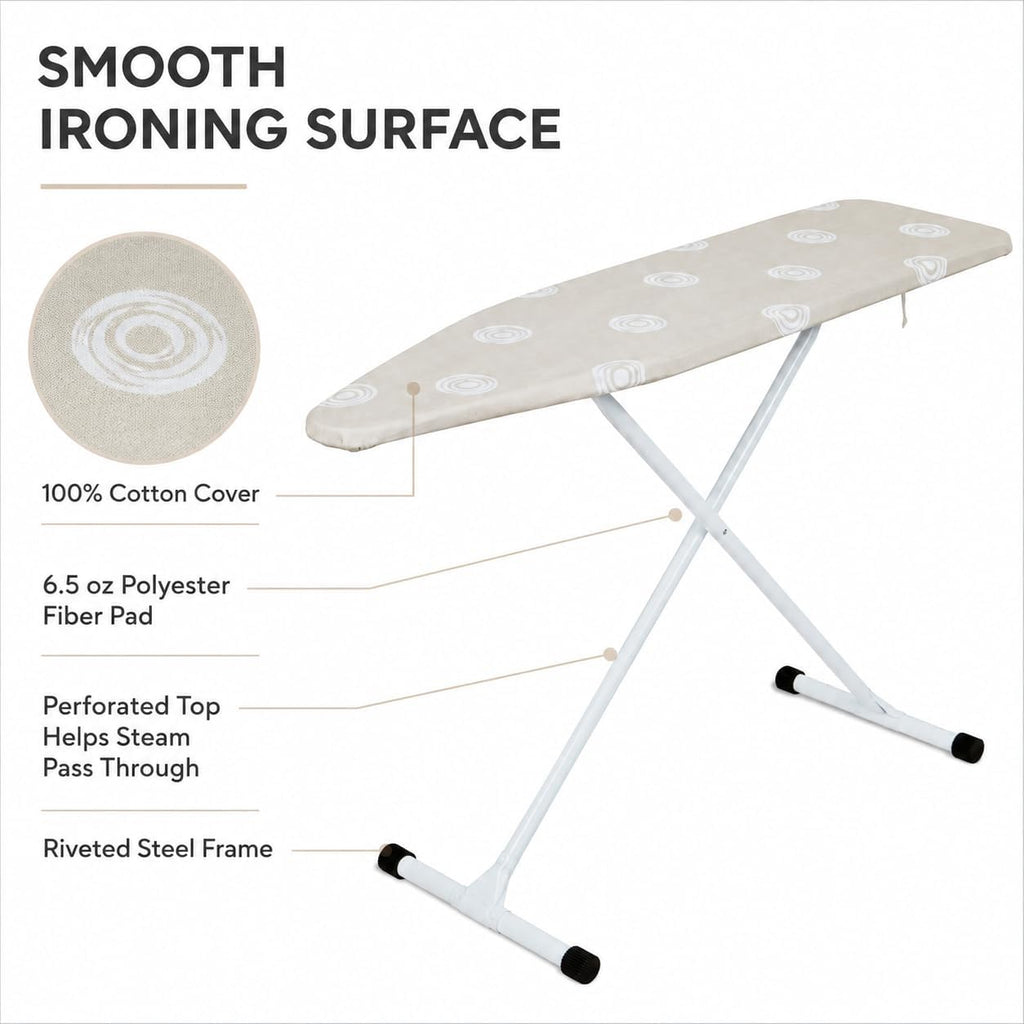 Folding T-Leg Ironing Board, 53 x 14 Inch, Adjustable Height, for Home Use