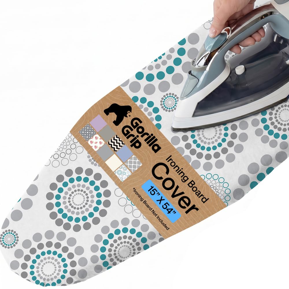 GORILLA GRIP Padded Ironing Board Cover, 15x54 Silver