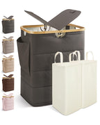 MIZATTO 2 Section Laundry Hamper with Lid, 140L Quilted Puffer Basket