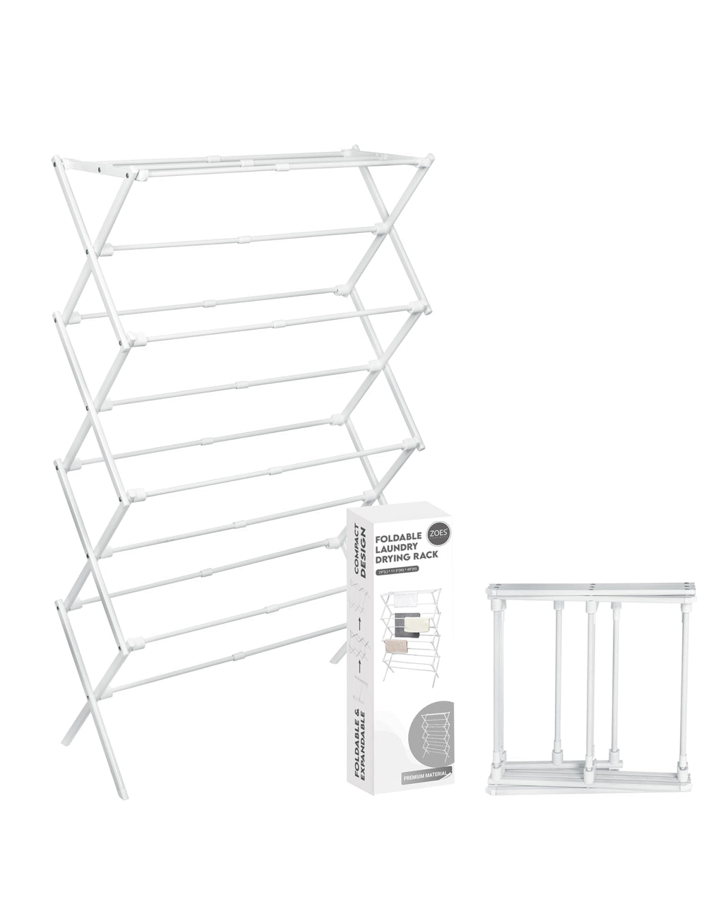 ZOES HOMEWARE 4-Tier Clothes Drying Rack, 4ft High Foldable Drying Rack Clothing for Indoor & Outdoor, Portable Collapsible Laundry Dryer for Laundry Room and Apartment, Black 29" L x 49" H x 11.5" W