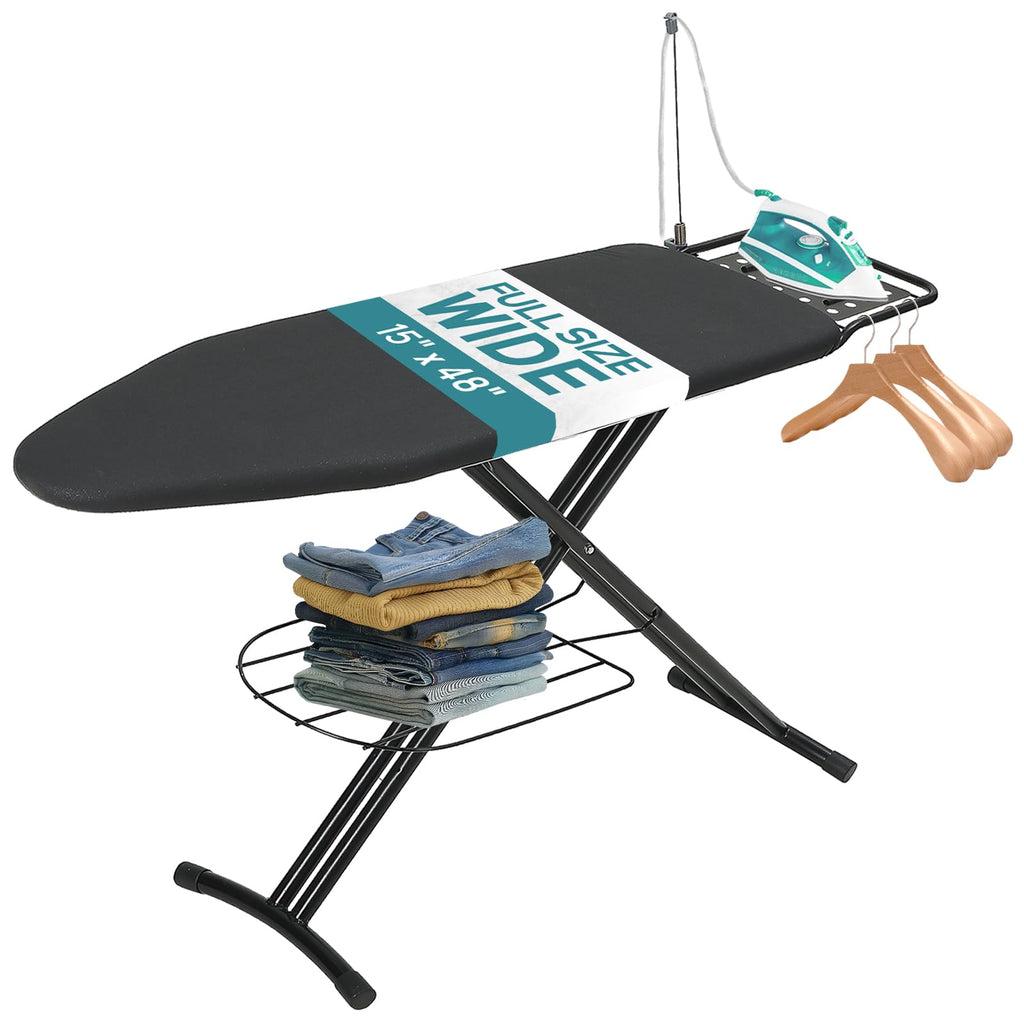 Ironing Board 43x13 with Iron Rest, RAINHOL Black Full Size Iron Board
