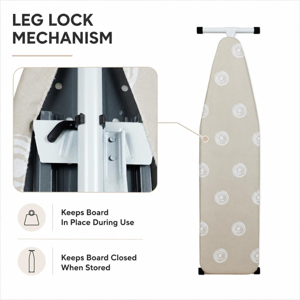 Folding T-Leg Ironing Board, 53 x 14 Inch, Adjustable Height, for Home Use