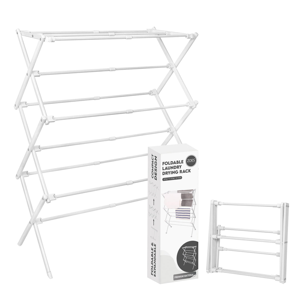 ZOES HOMEWARE Clothes Drying Rack,Collapsible Drying Rack Clothing, Black
