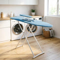 42 inch Ironing Board, Full-Size Folding Ironing Board, 4-Leg Fold-Up Household Ironing Boards, Extended Iron Boards Outside with Removable Heat-Resistant Cover Blue
