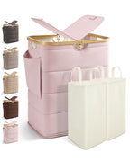 MIZATTO 2 Section Laundry Hamper with Lid, 140L Quilted Puffer Basket