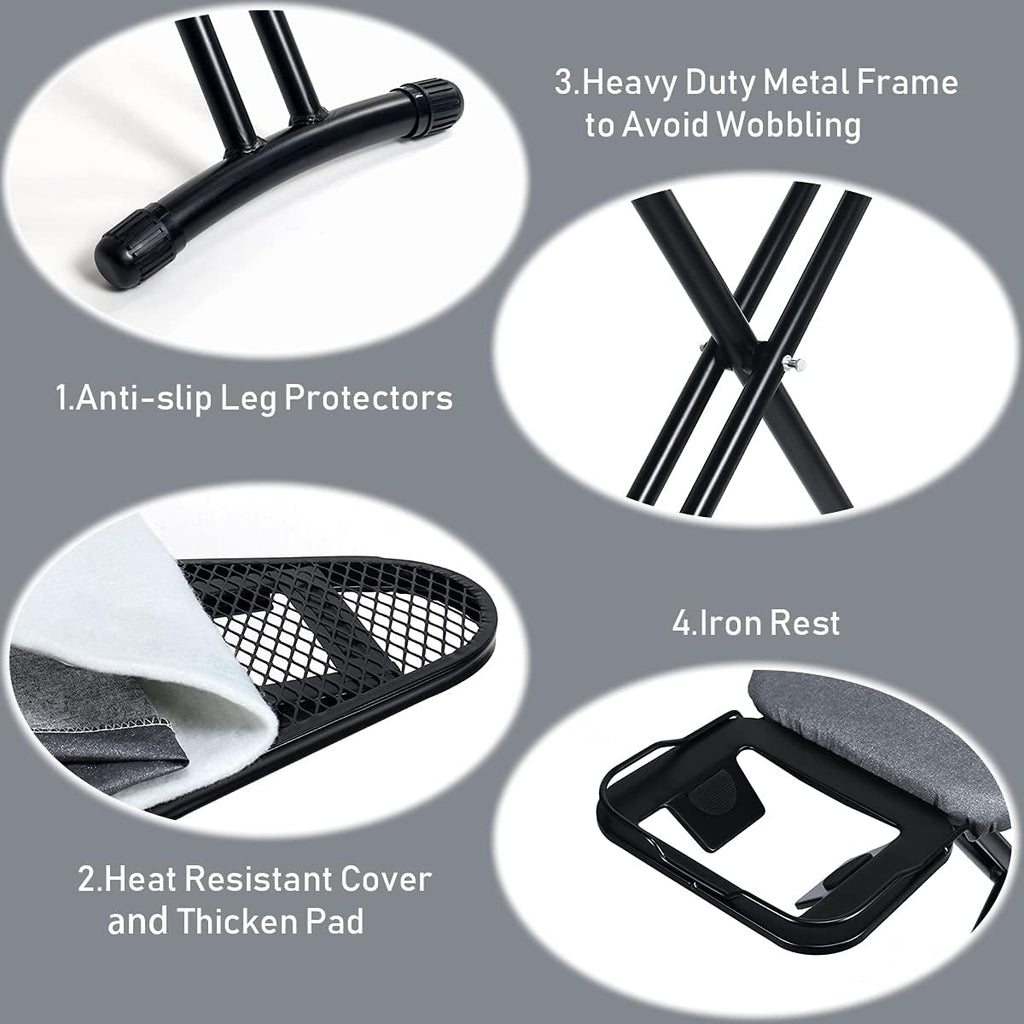 Duwee 12"x36" Ironing Board with Heat Resistant Cover Thicken Felt Pad