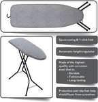 Bartnelli Pulse Ironing Board | Made in Europe | Patent Space Saving Smart Hanger Iron Board for Easy Storage | Lightweight, 4 Layer Cover, 4 Legs, for Dorm, Laundry Room, or Small Spaces(43x13-35)