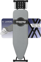 Hanger Iron Board 43" X 13" with Heat Resistant Cover and Thicken Felt Pad, Safety Iron Rest, Anti-Skid Feet, Height Adjustable, Heavy Duty (Grey B)
