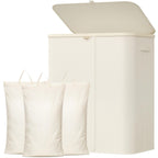 Lifewit 185L 3 Section Laundry Hamper with Lid, Laundry Basket, Beige