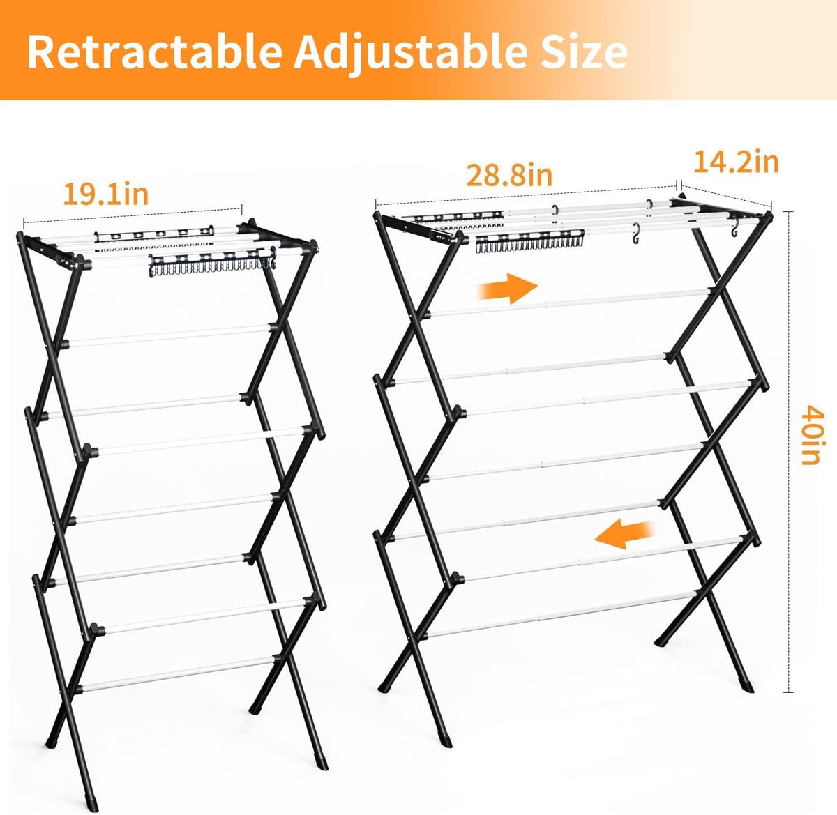 Foldable Drying Rack Clothing Clothes Drying Rack White-1pack