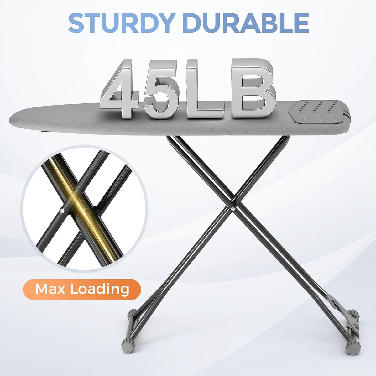 APEXCHASER Foldable Compact Heigh Adjustable Ironing Board with Silicone