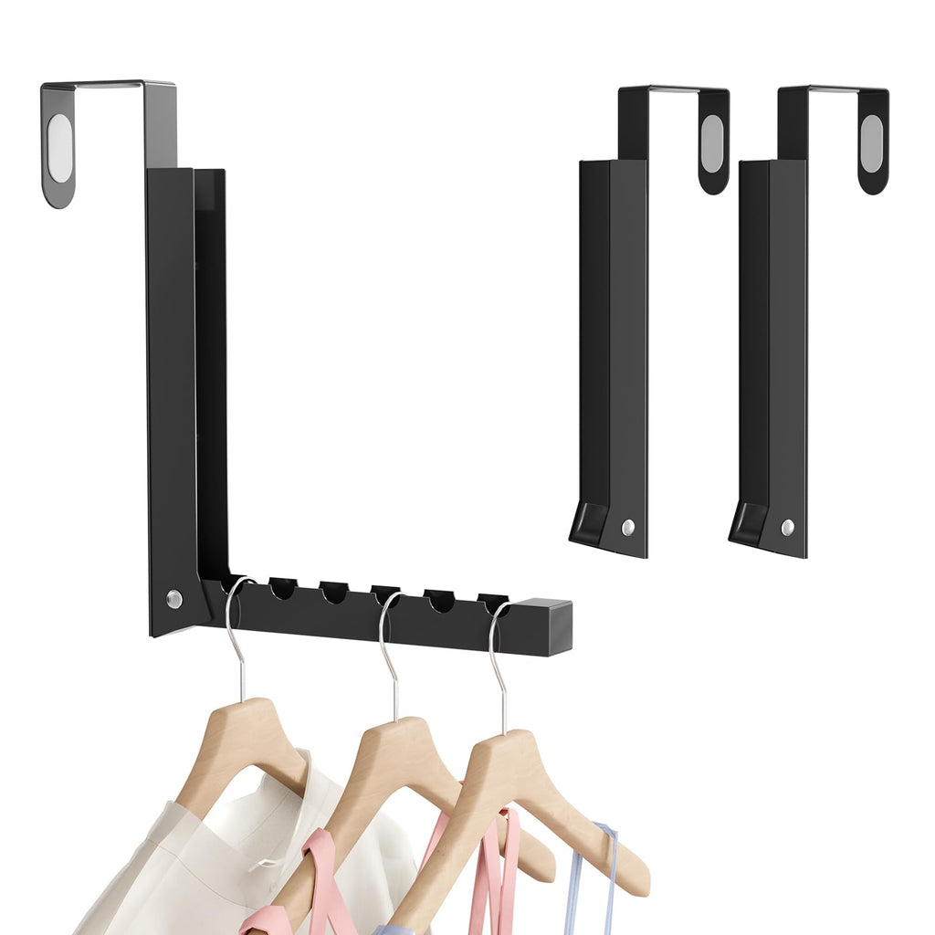 2 Pack Over The Door Hanger, Folding Over The Door Drying Rack, Over The Door Hooks, Door Hanger for Clothing, Over The Door Clothes Hanger,Portable Compact Clothes Drying Rack,White