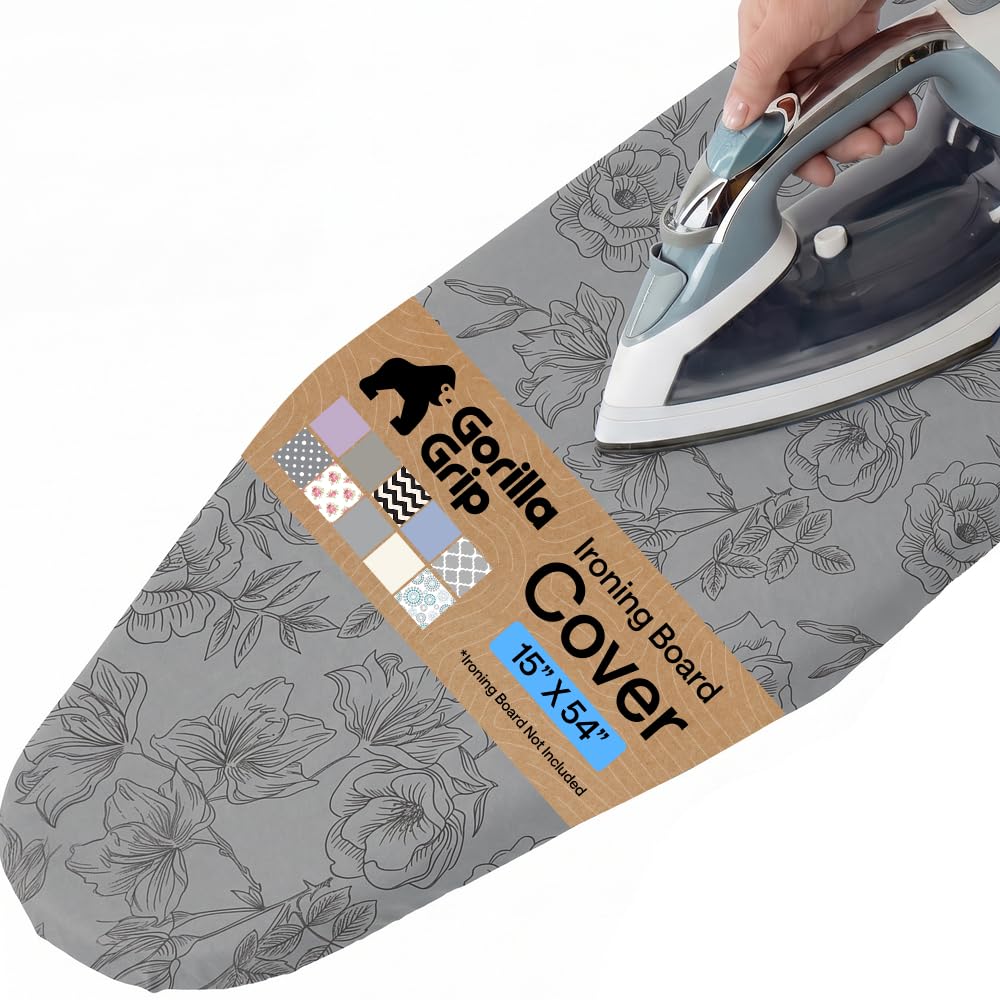 GORILLA GRIP Padded Ironing Board Cover, 15x54 Silver