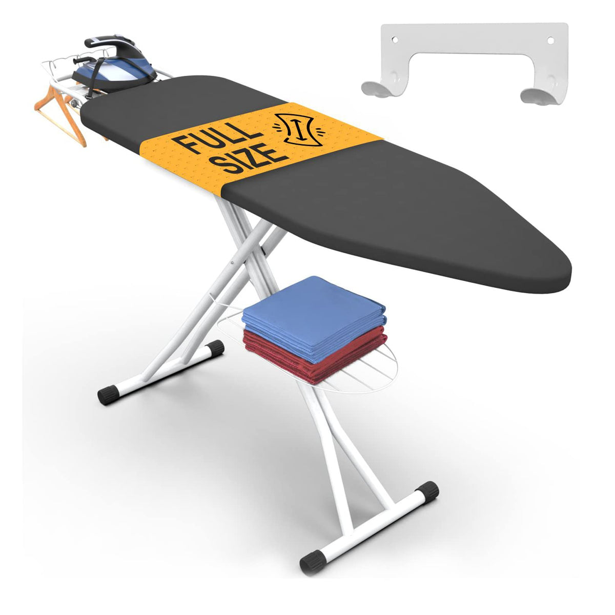 Xabitat Ironing Board Extra-Wide 57" x 18" Foldable with Wall Hanger