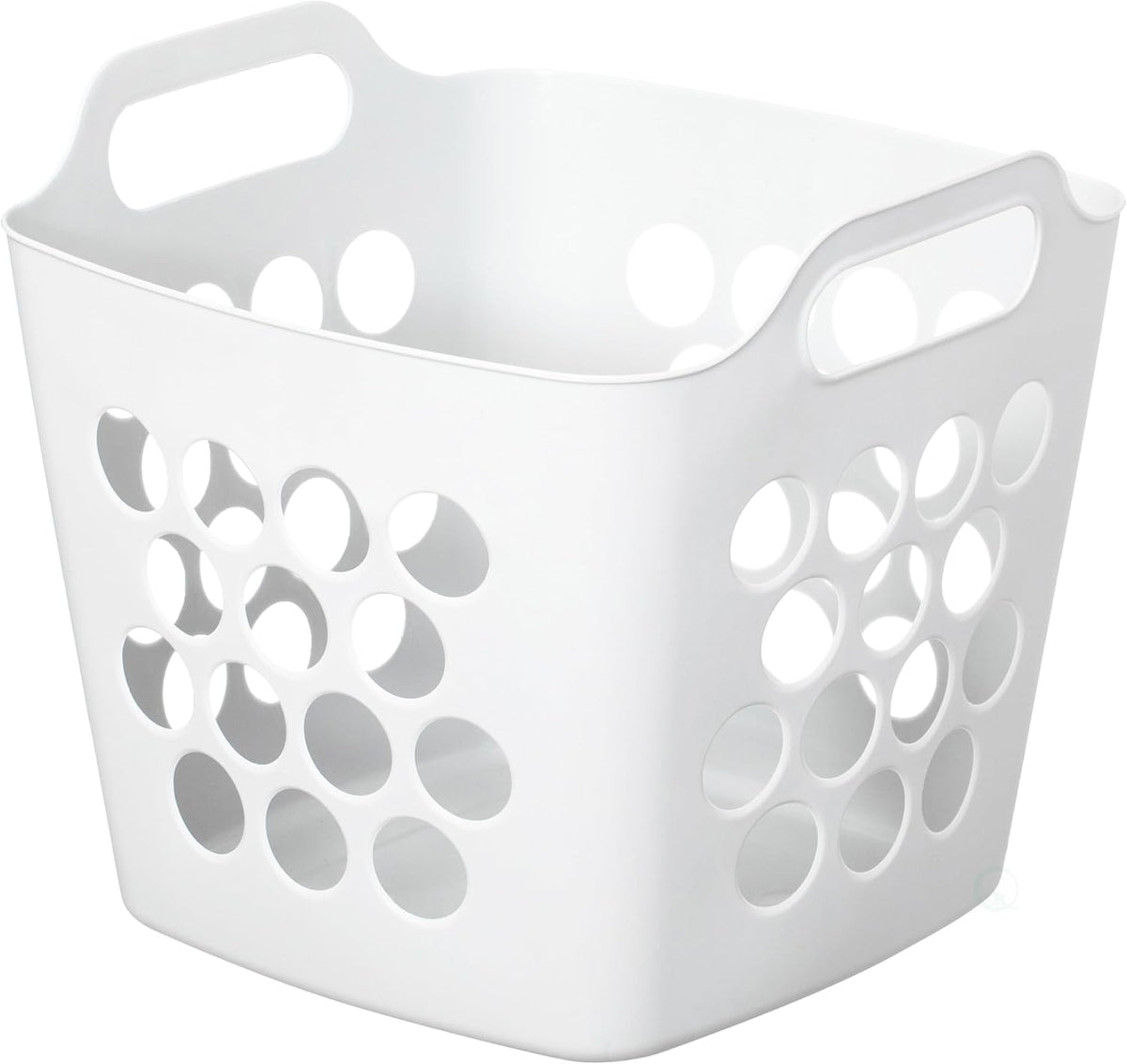 Flexible Plastic Laundry Basket - Square Storage Hamper with Side Handles for Easy Carrying - Versatile Organizer for Laundry, and Household Storage, 28 Litter White