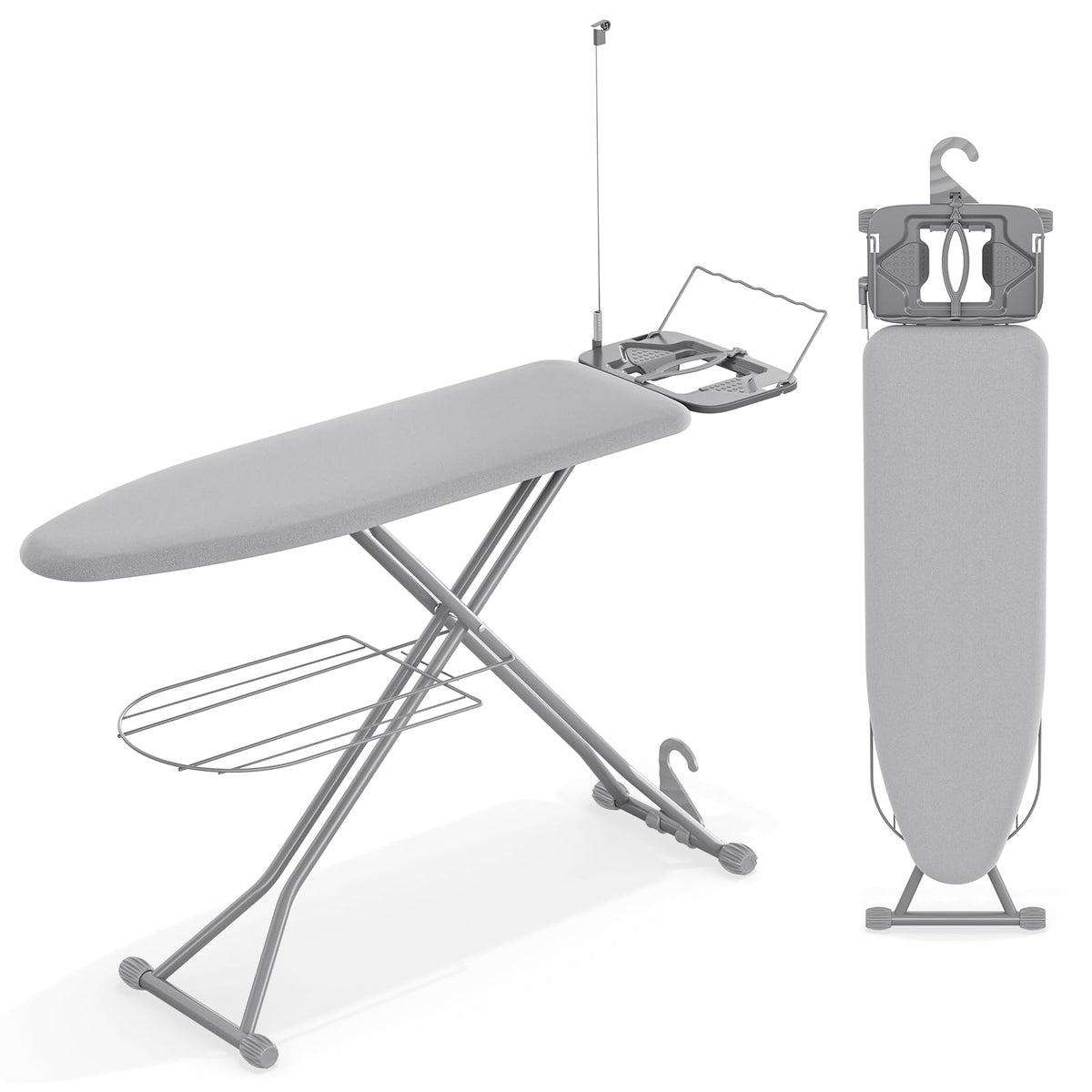 KINGBOARD Multi Functional Ironing Board with Clothes Shelf and Cord Holder