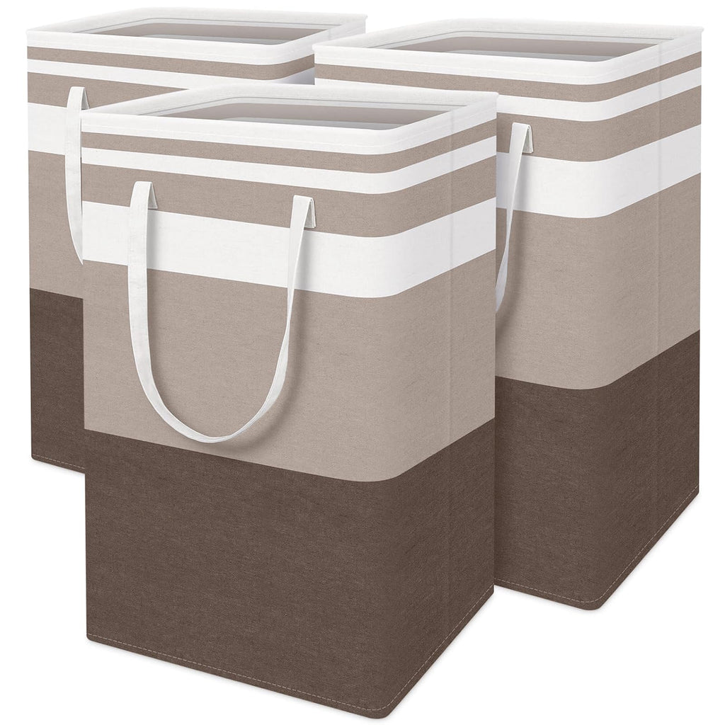 BlissTotes 3-Pack Laundry Basket, Collapsible Laundry Hamper, Grey, 75L