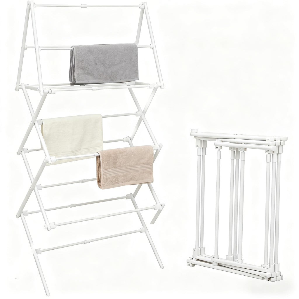 ZOES HOMEWARE 4 Tier Clothes Drying Rack Foldable | Foldable Clothing Drying Rack | Laundry Drying Rack Collapsible for Laundry Room, Dorm, Expandable Sturdy Metal Design | Black 29"L x 11.5"W x 53"H