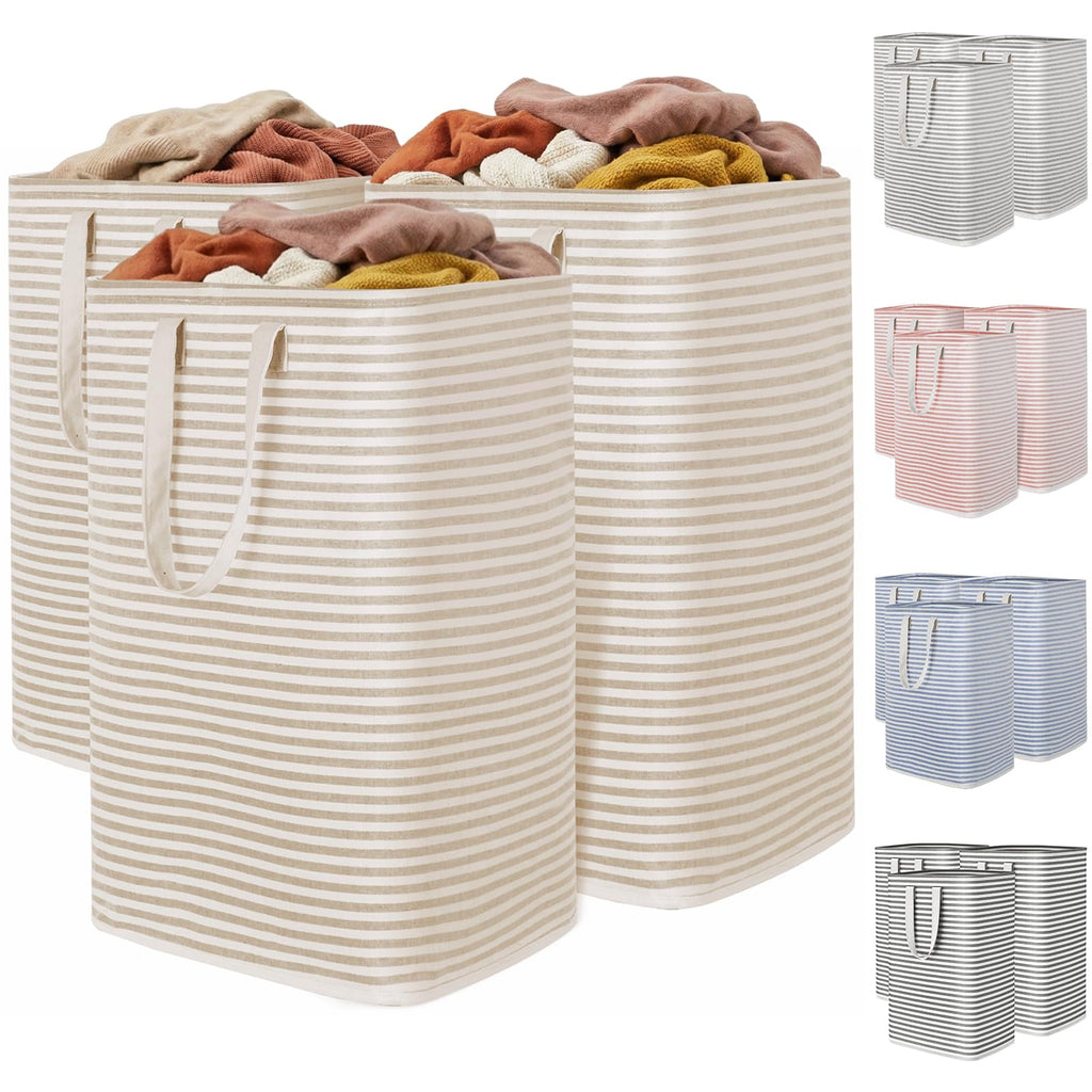 Lifewit 80L Large Laundry Baskets, Laundry Hampers Bags, 2 Pack, Beige