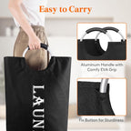 Lifewit 2 Pack 100L Laundry Basket with Aluminum Handles, Black