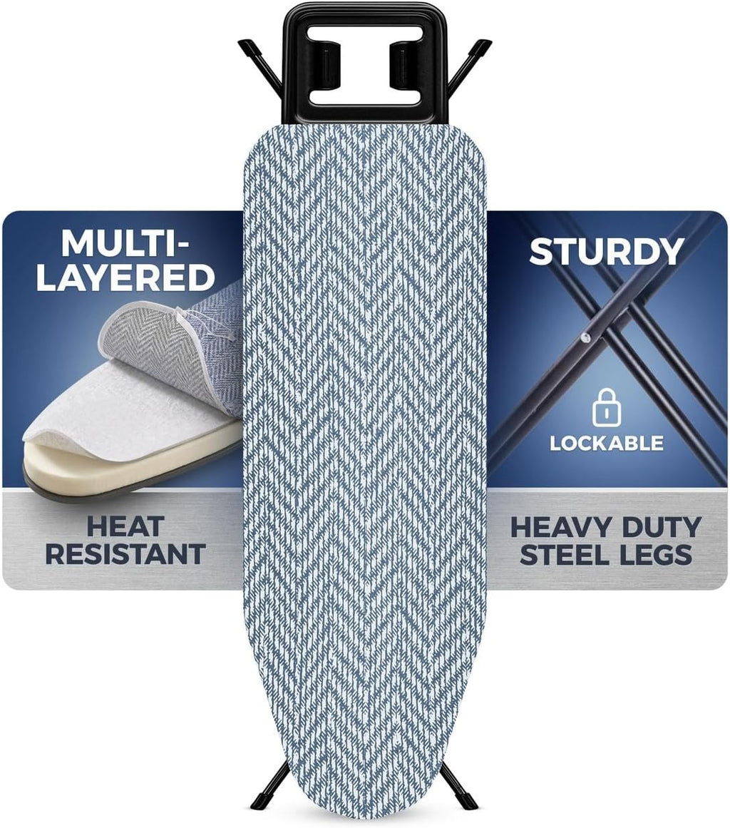 Ironing Board Full Size, Heavy Duty Height Adjustable Iron Rest, Cover Pad