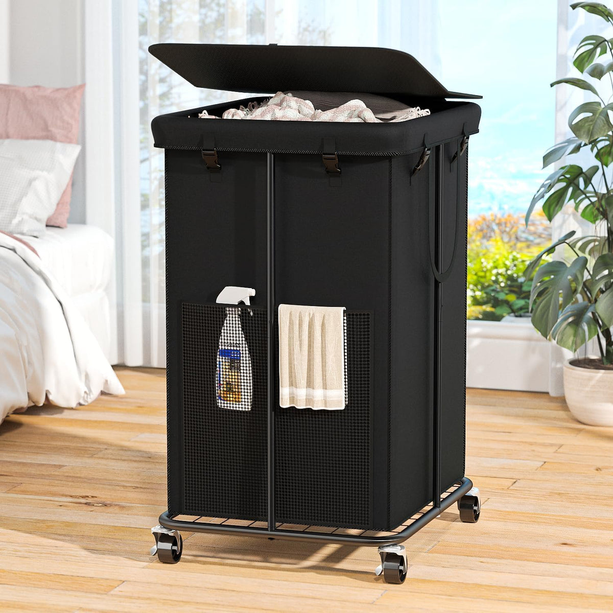Laundry Hamper with Wheels, 150L Rolling Laundry Basket with Bag & Handles