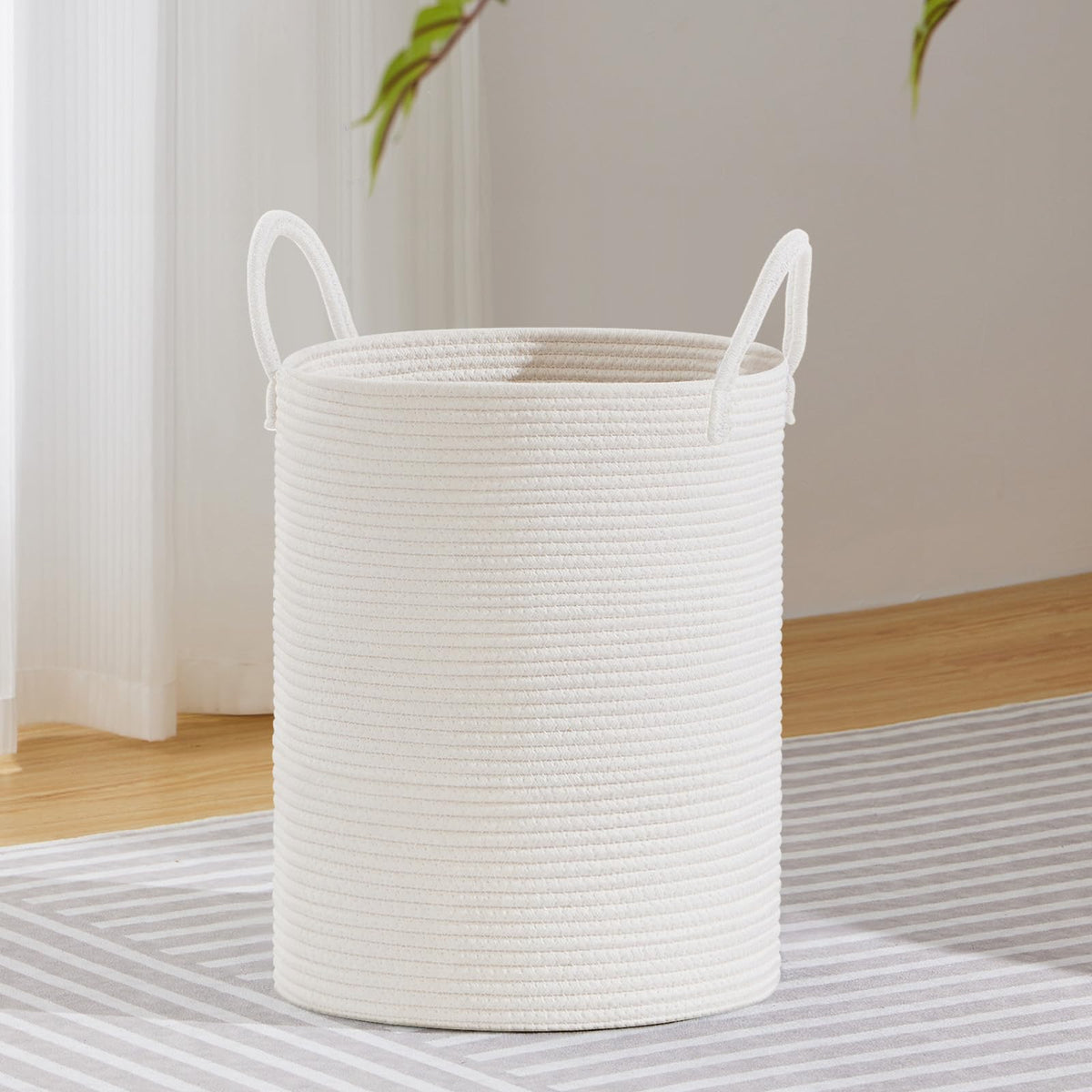 VIPOSCO 72L Tall Woven Laundry Basket Hamper, White